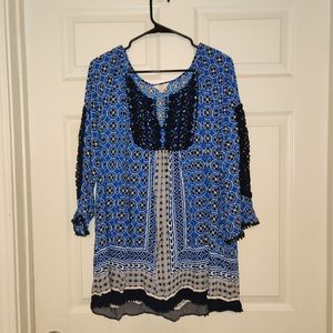 Crown & Ivy Woman Long Sleeve Boho Peasant Blouse